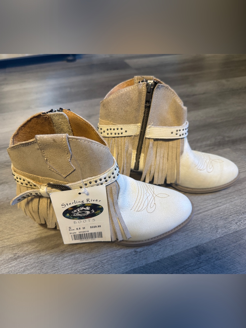 Women’s Cream Western Ankle Boots